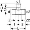 Picture of Geberit Mapress T-piece reduced: 76.1 x 54 x 76.1mm