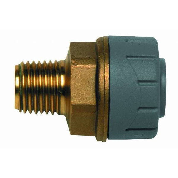 Picture of PolyPlumb Adaptor Male DZR 22mm x 3/4”